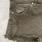 H&M Olive Green Jean Short Shorts Distressed Frayed Hem Photo 4