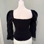 Reformation NWOT  Jet Black Ruffle Smocked Top Size XS Photo 1
