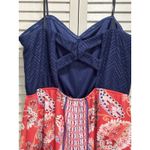 City Triangles  Navy/Red Paisley Chiffon Strapless Maxi Dress Size‎ XL Lined Photo 5