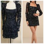 Lulus NWOT Masterfully Eloquent Black 3D Floral Mini Dress Photo 1