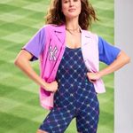 Terez BNWT  YANKEES TLC SHORT BODYSUIT IN NAVY RAINBOW MONOGRAM Small Photo 1