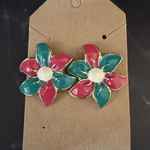 Retro Floral Power Earrings Pink & Teal Petal Perfection! Photo 0