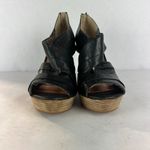 Seychelles  Sandals Womens 8.5 Black Leather Wedge Stacked‎ Heel Criss Cross Photo 4