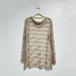 The Limited  Beige Lace Sheer Long Sleeve Boatneck Top Sz XL Photo 1