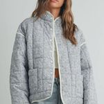 Boutique Quilted Coat Light Blue And White  Photo 0
