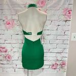NBD  green halter cutout back mini dress with slit size xxs Photo 5