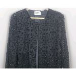 Vtg ‎ 80s Niteline Black Silk Beaded Womens Evening Floral Party Formal Jacket Size L Photo 1