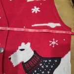 Vintage Bobbie Brooks Embroidered Christmas Scotty Dog Sweater Vest Red Size M Photo 4