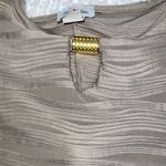 Miss Star Dress Womens Plus 2x Taupe Gold Tone Accent Casual Wavy Design Midi B2 Photo 4