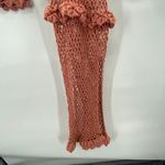 NEW AYNI IMAC Crochet Mesh Maxi Dress Side Slits Pima Cotton Medium Coral Knit Pink Photo 15