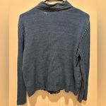 Coldwater Creek  Blue Denim Zip-Up Jacket with Ribbed Knit Sleeves Sz PL Photo 1