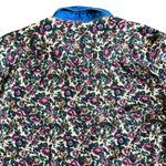 At Last & Co Vintage Floral Button Down Shirt With Denim Blue Collar Size Medium Photo 7