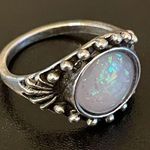 Vintage simulated opal silver plated ring size 6.75 Photo 1