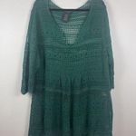 Grace Elements  Womens Crochet Sweater Knit XXL Kelly Green V-Neck Granny Cottage Photo 0