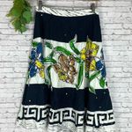 Bernardo  Navy Blue Sequin Floral Print A Line Midi Skirt Photo 0