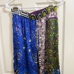 ZARA  Colorful Pattern Bohemian Beach Boho Wide-Leg Pants Elastic Waist Photo 2