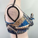 Cider Women's Bandana Blue Paisley Tie Front Cropped Top Size L NWT Photo 4