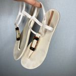 Ipanema Glam White Sandals US‎ 10 EUR 41/42 Ankle Strap Thong Tortoise Accents Photo 2