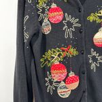 VTG Christmas Sweater Large Ornament Cardigan Black Ugly Holiday Party 706 Photo 6