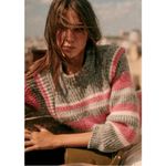 Sézane 💕SEZANE💕 Yara Striped Pullover Sweater ~ Grey/Fuchsia Small Photo 3