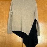 Naadam Asymmetrical Colorblocked Crewneck Wool Cashmere Blend Sweater Size Small Black Photo 0