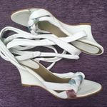 Desmo Italian designer leather wedge sandals 38 75 White Size 7.5 Photo 1