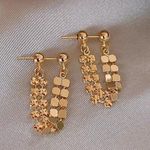 Elegant Metal Sequin Dangle Drop Earrings for Women Gold Photo 1