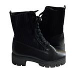 Top Moda  WO SIZE 10 MOTO CHUNKY HEEL BOOTS  LACEUP BLACK FAUX LEATHER CLEAN EUC Photo 1