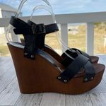 Morgan De Toi Platform Wedge Sandals Size 40/ US 10 Leather Nail Head Black Photo 0