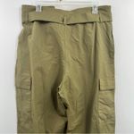 ZARA  belted cargo trousers wide leg olive green size XL high rise paperbag waist Photo 4