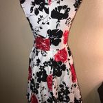 Belle Poque 1950’s Style Ruched White,Black & Red Floral Pin up Dress Size Small White Photo 6