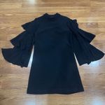 Alexis  Black Marianne Tiered Bell-Sleeve Crepe Mini Dress Ruffled Trim Small Photo 6