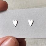 Handmade dainty sterling silver heart studs  Photo 0