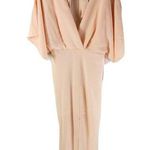 Topshop Dress Deep V Flutter Sleeve Tie Back Low Back Cold Shoulder Peach Size 4 Photo 0