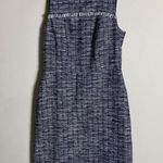 J.Crew Factory Tweed Fringe Sheath Dress Women's 2 Navy Sleeveless Career Preppy Blue Photo 5