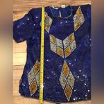 Vintage night vogue cocktail blouse silk size medium Blue Photo 2