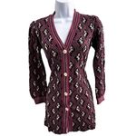 Vintage Antony Glasgow Cardigan Sweater Pink Black Knit Geometric Dog Pattern Red Photo 3