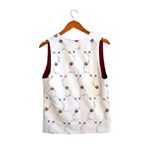 Handmade VTG  Boho Cream/Burgundy Floral Embroidered Reversible Open Front Vest Photo 2