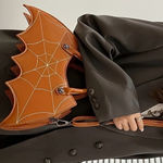 Halloween Spider Web Bat Handbag​ Brown Photo 2