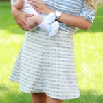 J.Crew Skirt Women 4 Blue Cream Jacquard Printed Flare Mini Preppy Photo 0