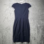 J.Crew  Suiting Dress Navy Wool Sheath Dress Size 0 Cap Sleeve Business Work Photo 2