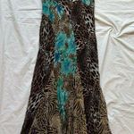 Robbie Bee 100% Silk Cheetah Leopard Print floral bead asymmetrical maxi dress Photo 1