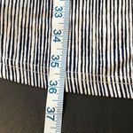 Elle  Women's Shift Dress Cold Shoulder Short Sleeve Striped Midi Large Navy Blue Photo 8