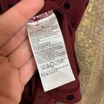 Banana Republic  Burgundy Black Polka Dot Jersey High Tie Neck Top Large Photo 5