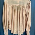 We The Free Blouse Top Womens XS Beige Long Ruched Sleeve Scoop Neck Hipster B64 Photo 3