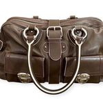 Marc Jacobs  Cognac Leather Venetia Satchel Bag, Silver Hardware & Red Stitching Photo 0