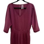 Anthropologie Sutton Ponte Jumpsuit v-neck purple plum textured pleated batwing Photo 8