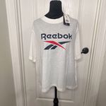 Reebok Womens Shirt 2X White Front Logo Crop Tee Training Activewear NWT Photo 1