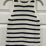 Madewell Crochet-Knit Crewneck Sweater Tank Ivory Navy Blue Stripe Womens XS NWT Photo 0