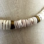 Vintage Natural Shell Heishi Necklace with Brass Accents Photo 4